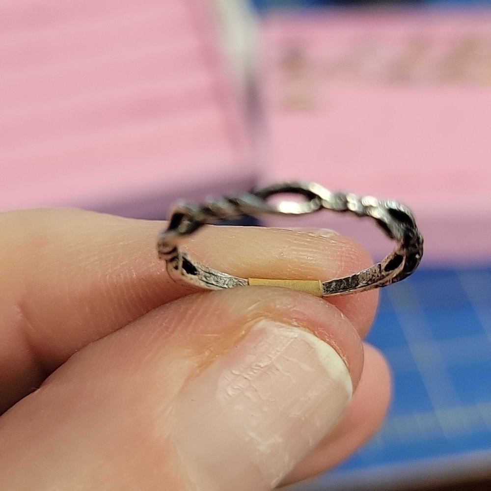 Twisted Silver Tone Ring Size 5